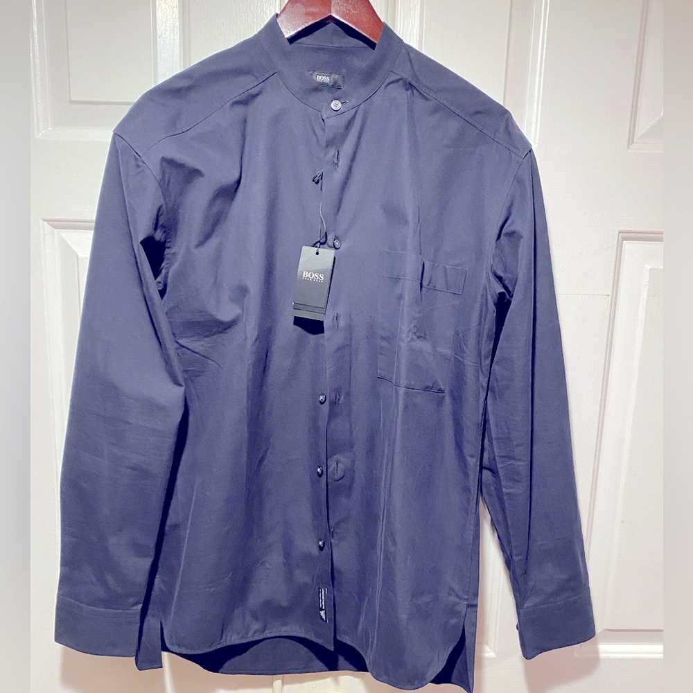 Boss by Hugo Boss dark navy stand collar shirt